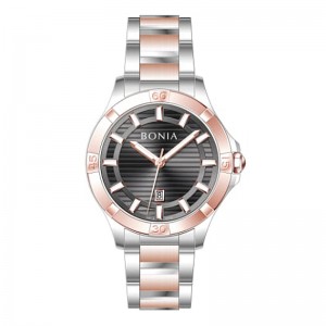 Bonia BNB10750-2632 Silver Rosegold Black